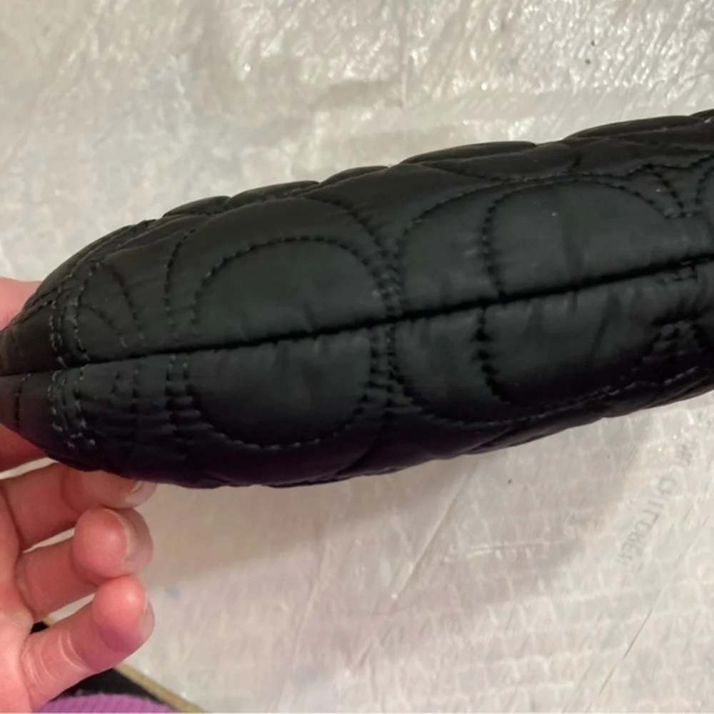 Coach black nylon stitched c cosmetic bag